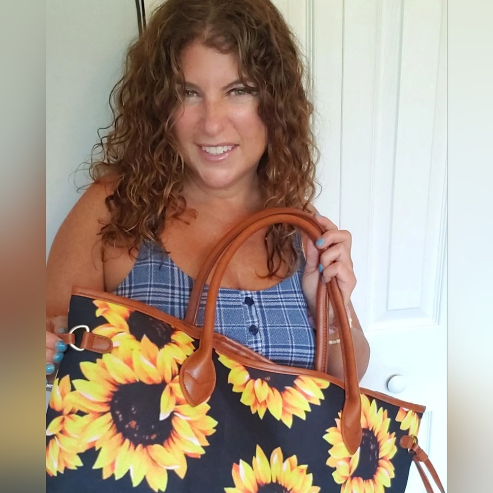 Oversized Black/ YellowSunflower Tote Bag
